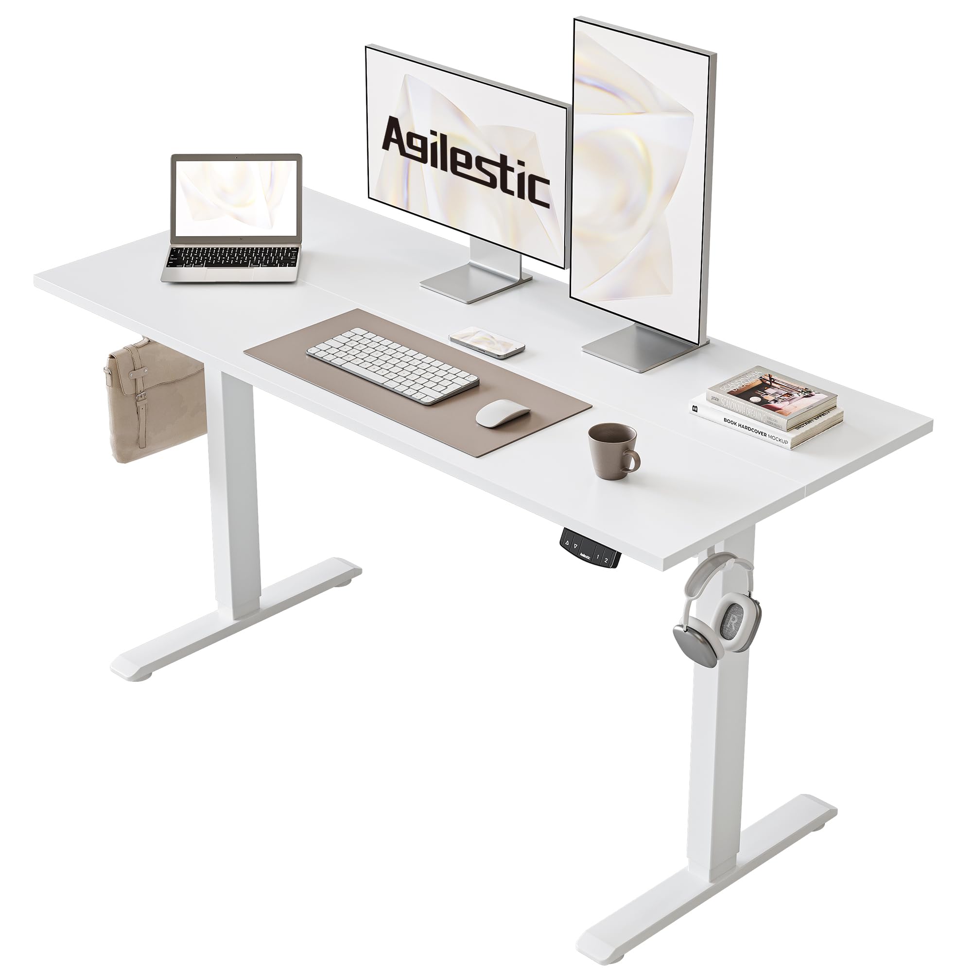 Agilestic Electric Standing Desk, 48 x 24 Inches Height Adjustable Desk, Sit Stand up for Work Office Home, Ergonomic Rising Computer Table with Memory Preset, Rustic Brown