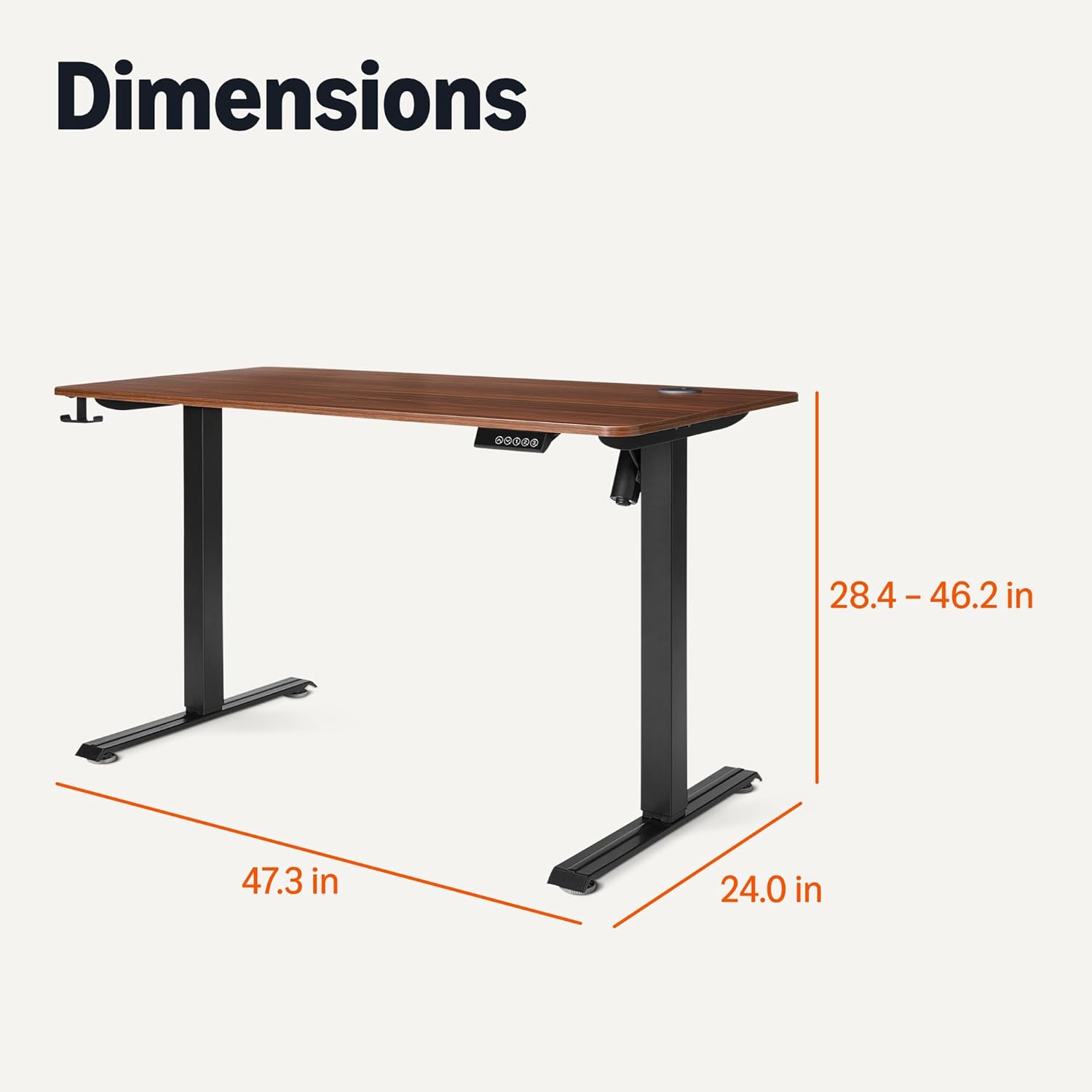 Amazon Basics Electric Standing Desk, Height Adjustable Home Office Desk, Black/Walnut Effect