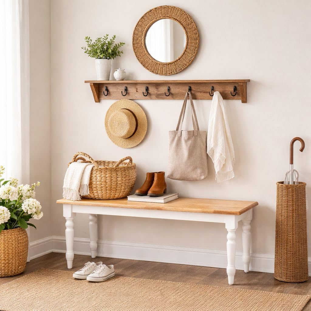 Boraam Farmhouse Table, White/Natural