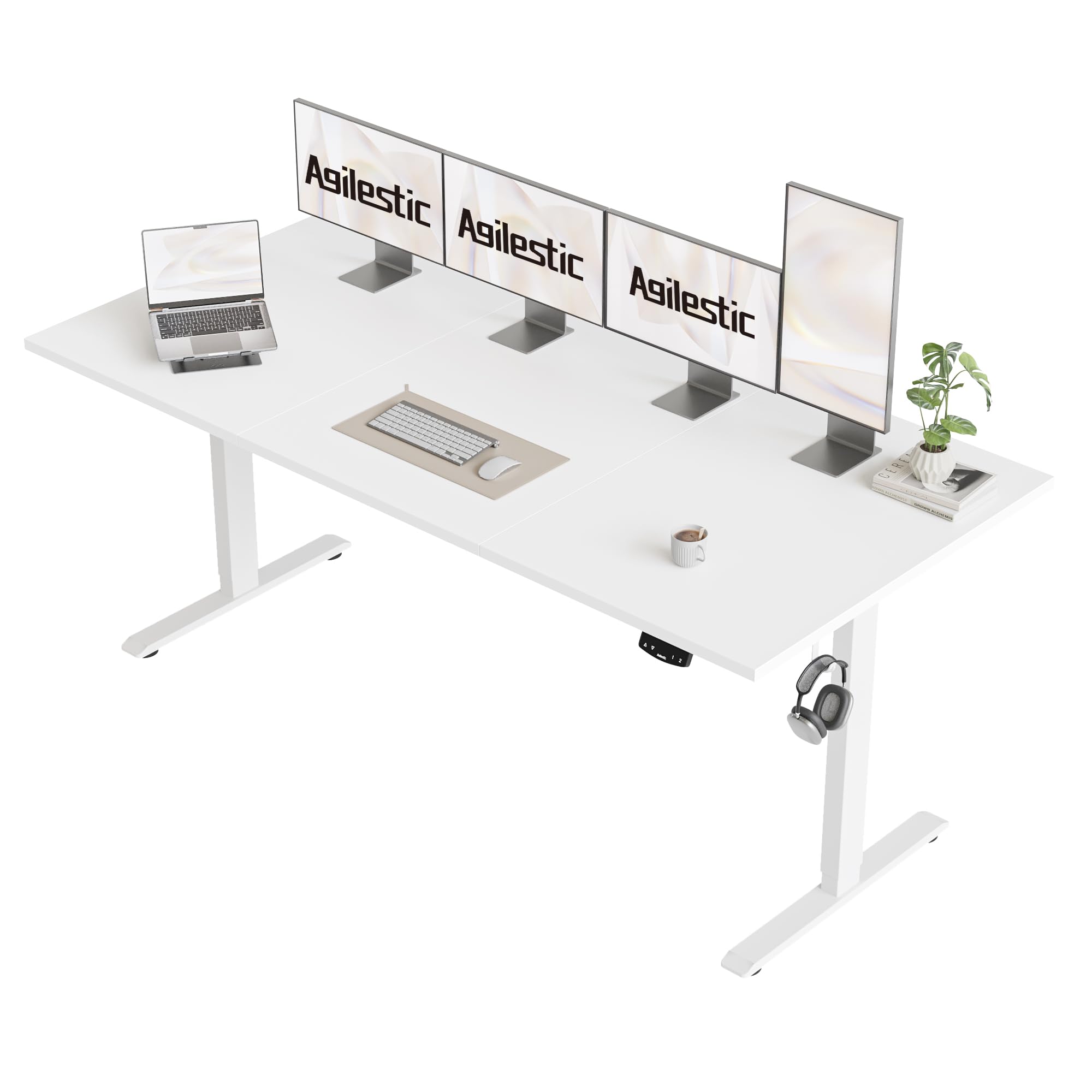 Agilestic Electric Standing Desk, 48 x 24 Inches Height Adjustable Desk, Sit Stand up for Work Office Home, Ergonomic Rising Computer Table with Memory Preset, Rustic Brown
