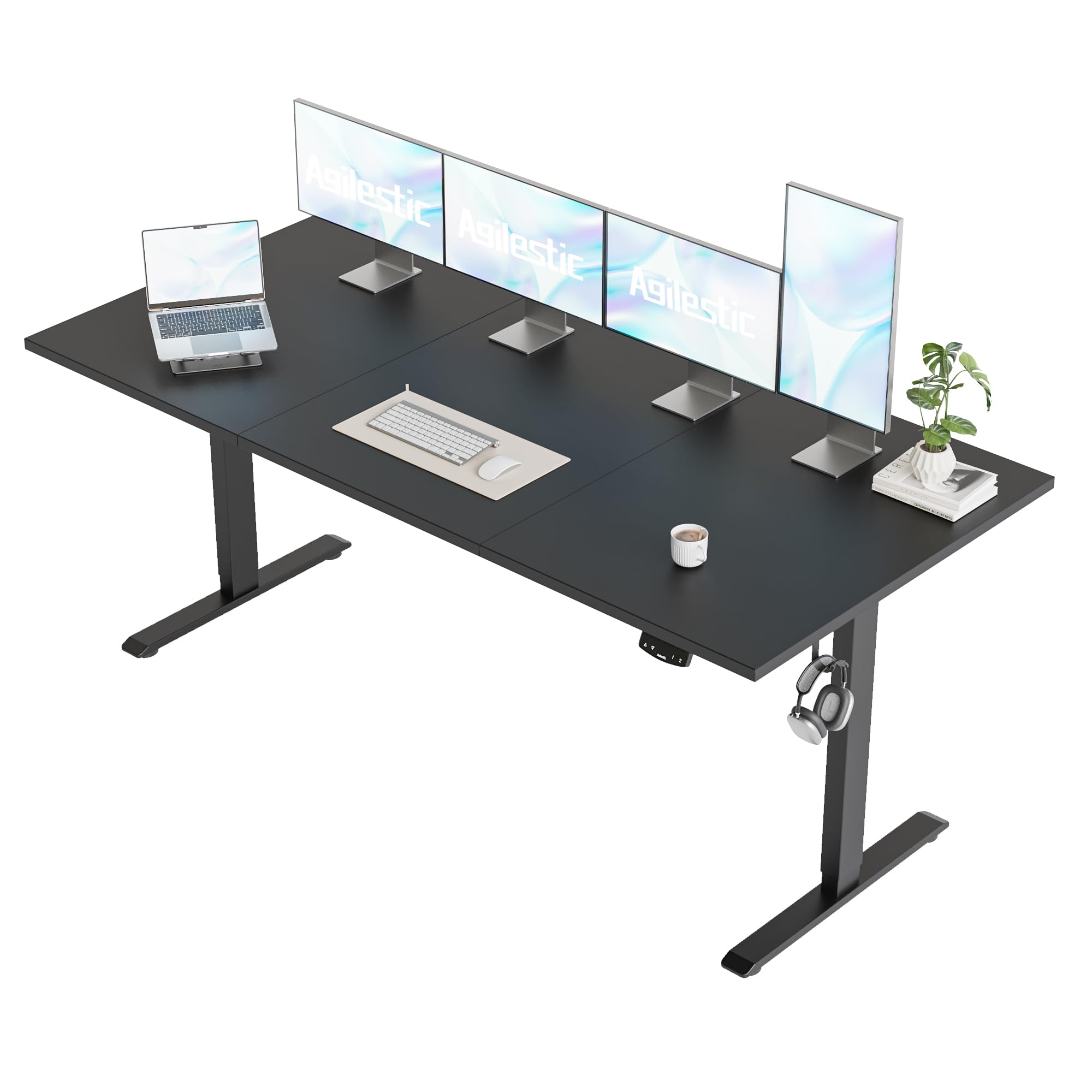 Agilestic Electric Standing Desk, 48 x 24 Inches Height Adjustable Desk, Sit Stand up for Work Office Home, Ergonomic Rising Computer Table with Memory Preset, Rustic Brown