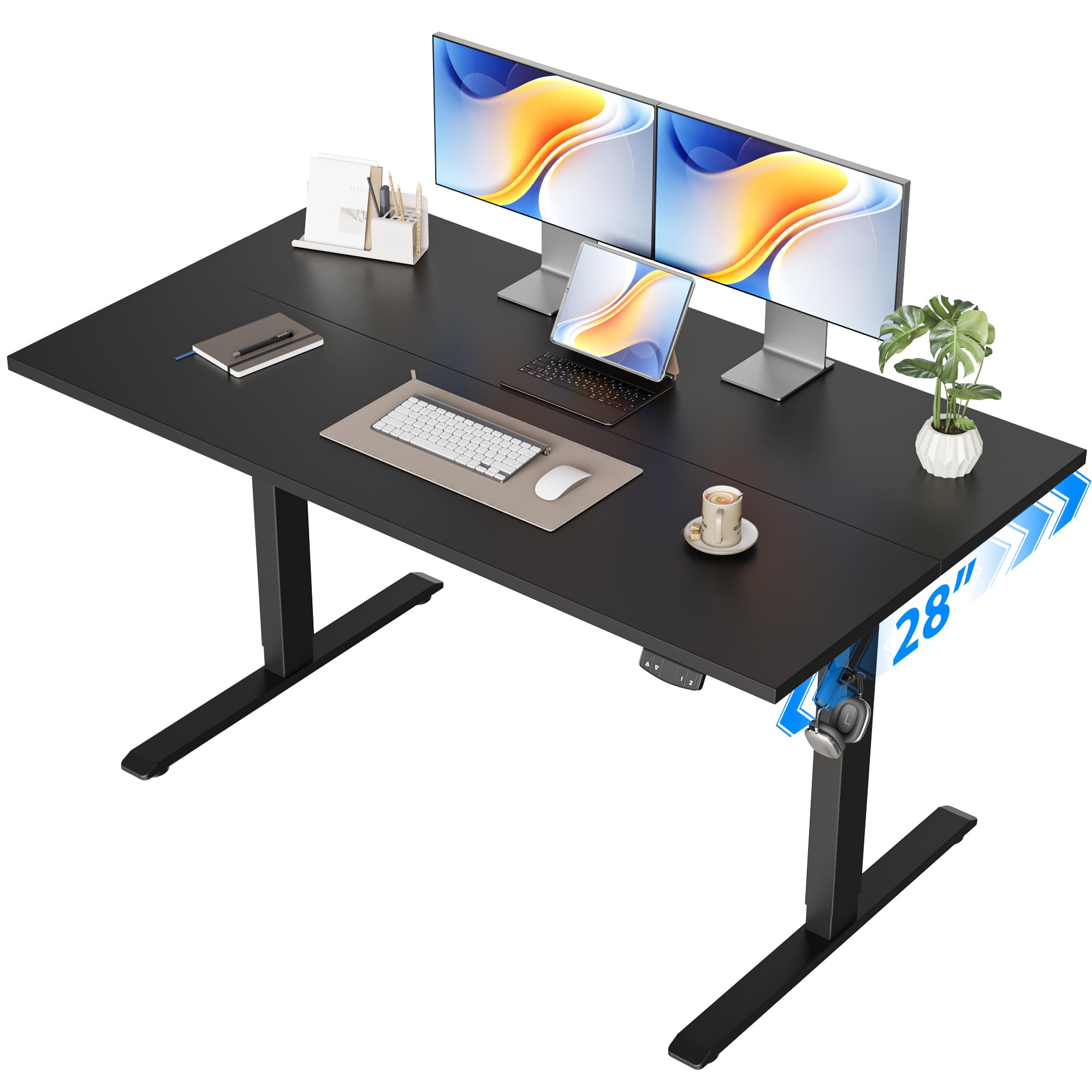 Agilestic Electric Standing Desk, 48 x 24 Inches Height Adjustable Desk, Sit Stand up for Work Office Home, Ergonomic Rising Computer Table with Memory Preset, Rustic Brown