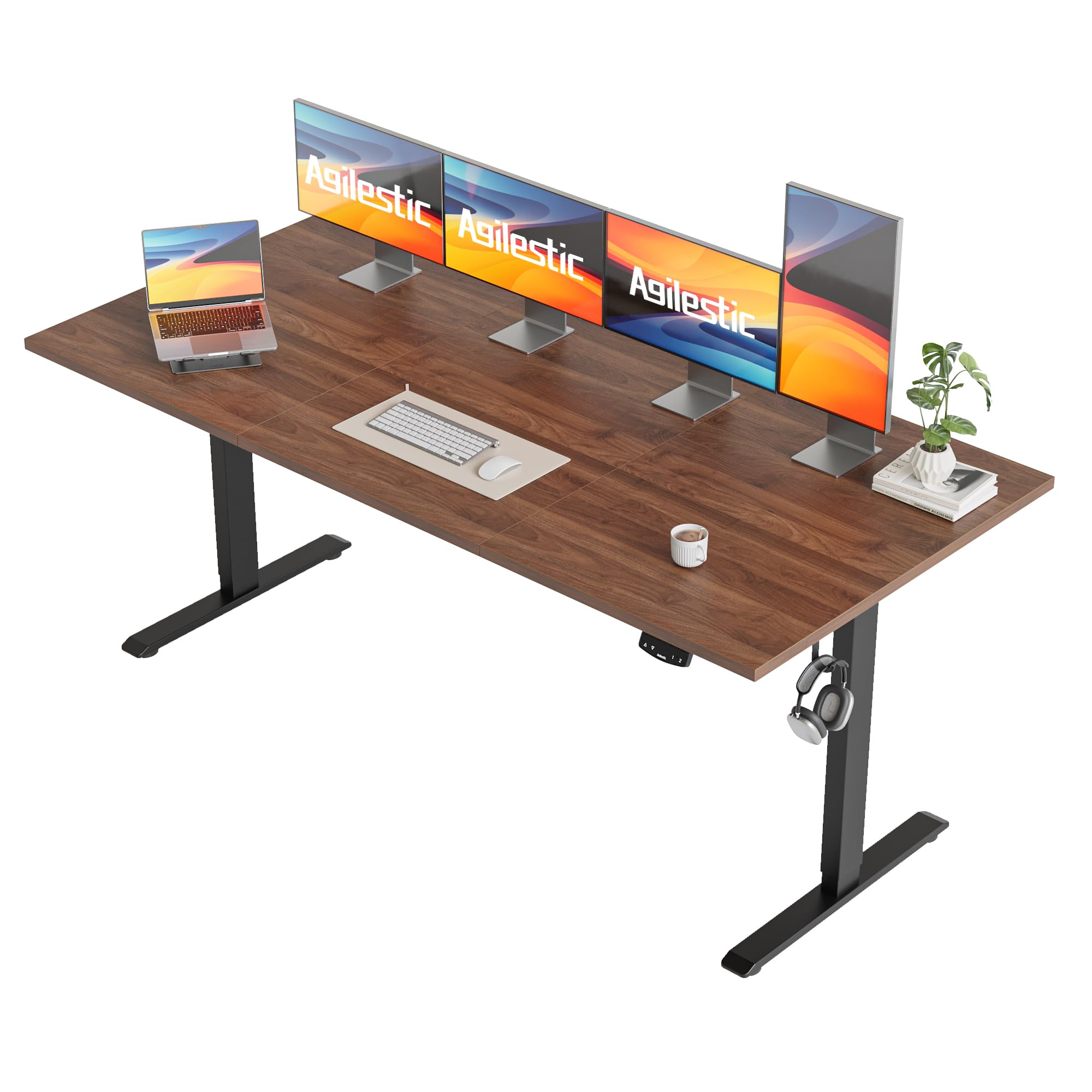 Agilestic Electric Standing Desk, 48 x 24 Inches Height Adjustable Desk, Sit Stand up for Work Office Home, Ergonomic Rising Computer Table with Memory Preset, Rustic Brown
