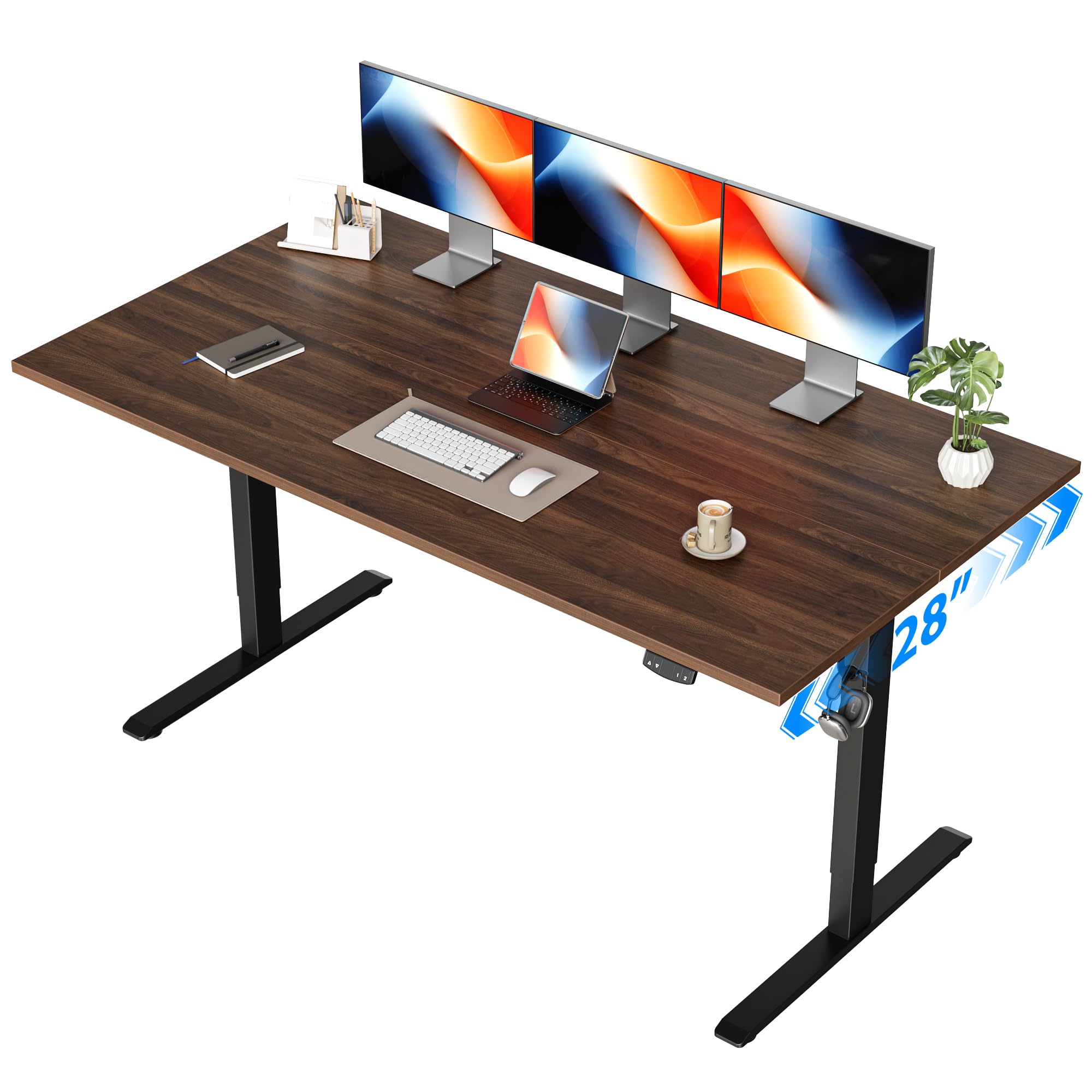 Agilestic Electric Standing Desk, 48 x 24 Inches Height Adjustable Desk, Sit Stand up for Work Office Home, Ergonomic Rising Computer Table with Memory Preset, Rustic Brown