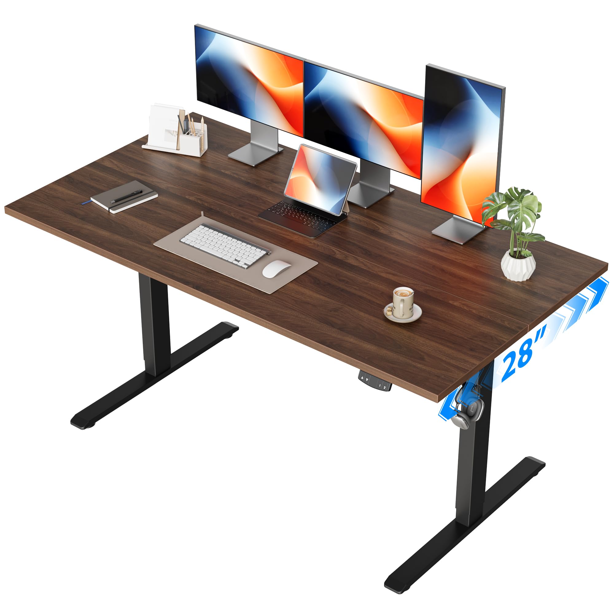 Agilestic Electric Standing Desk, 48 x 24 Inches Height Adjustable Desk, Sit Stand up for Work Office Home, Ergonomic Rising Computer Table with Memory Preset, Rustic Brown
