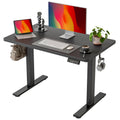 TIQLAB Electric Height Adjustable Standing Desk 47.2×23.6 inch, Sit Stand Desk with Splice Board, Memory Controller, White Frame & Maple Top Computer Workstation for Home Office