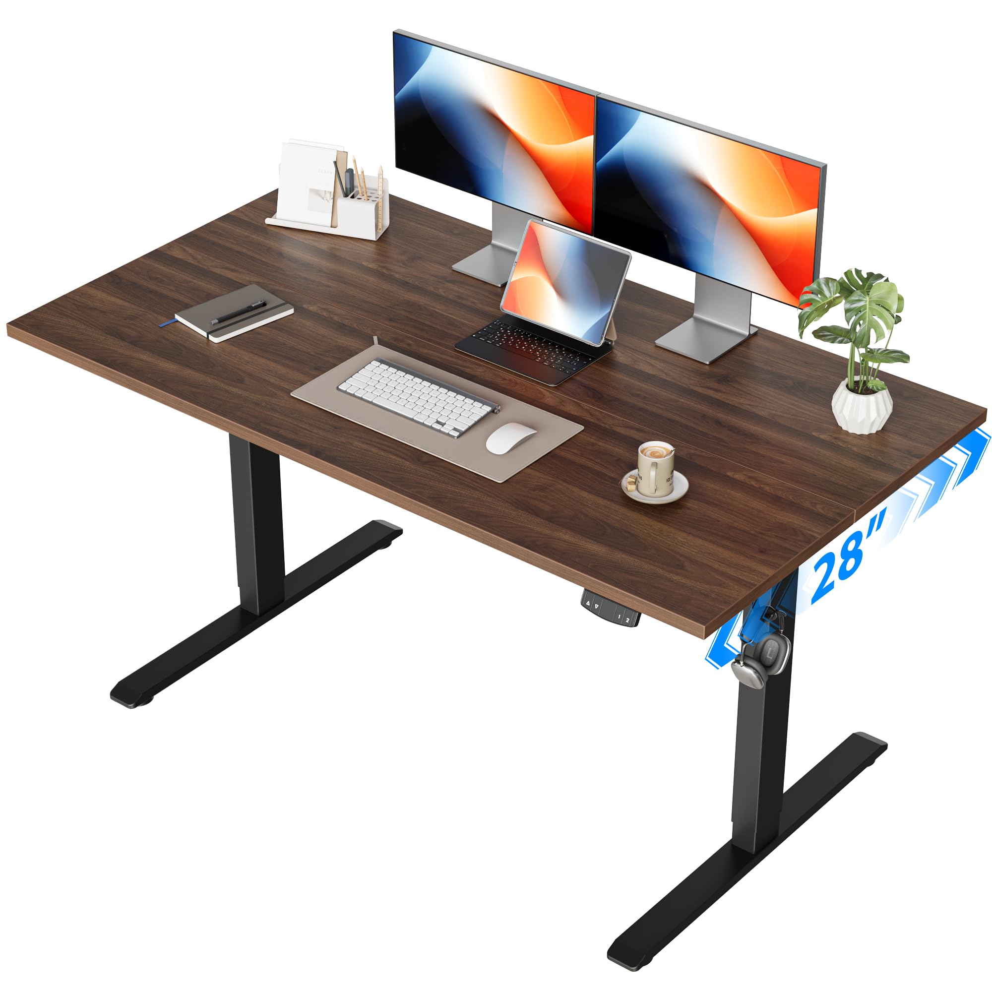Agilestic Electric Standing Desk, 48 x 24 Inches Height Adjustable Desk, Sit Stand up for Work Office Home, Ergonomic Rising Computer Table with Memory Preset, Rustic Brown