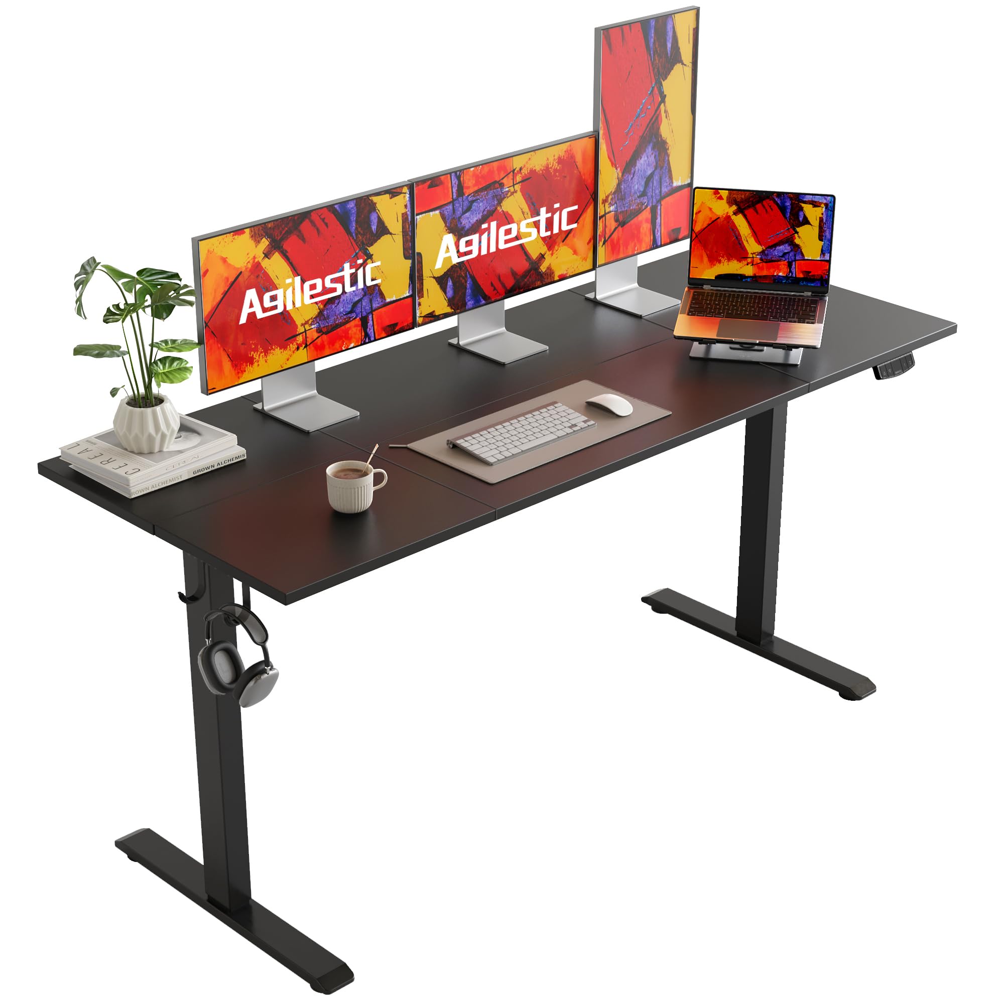 Agilestic Electric Standing Desk, 48 x 24 Inches Height Adjustable Desk, Sit Stand up for Work Office Home, Ergonomic Rising Computer Table with Memory Preset, Rustic Brown