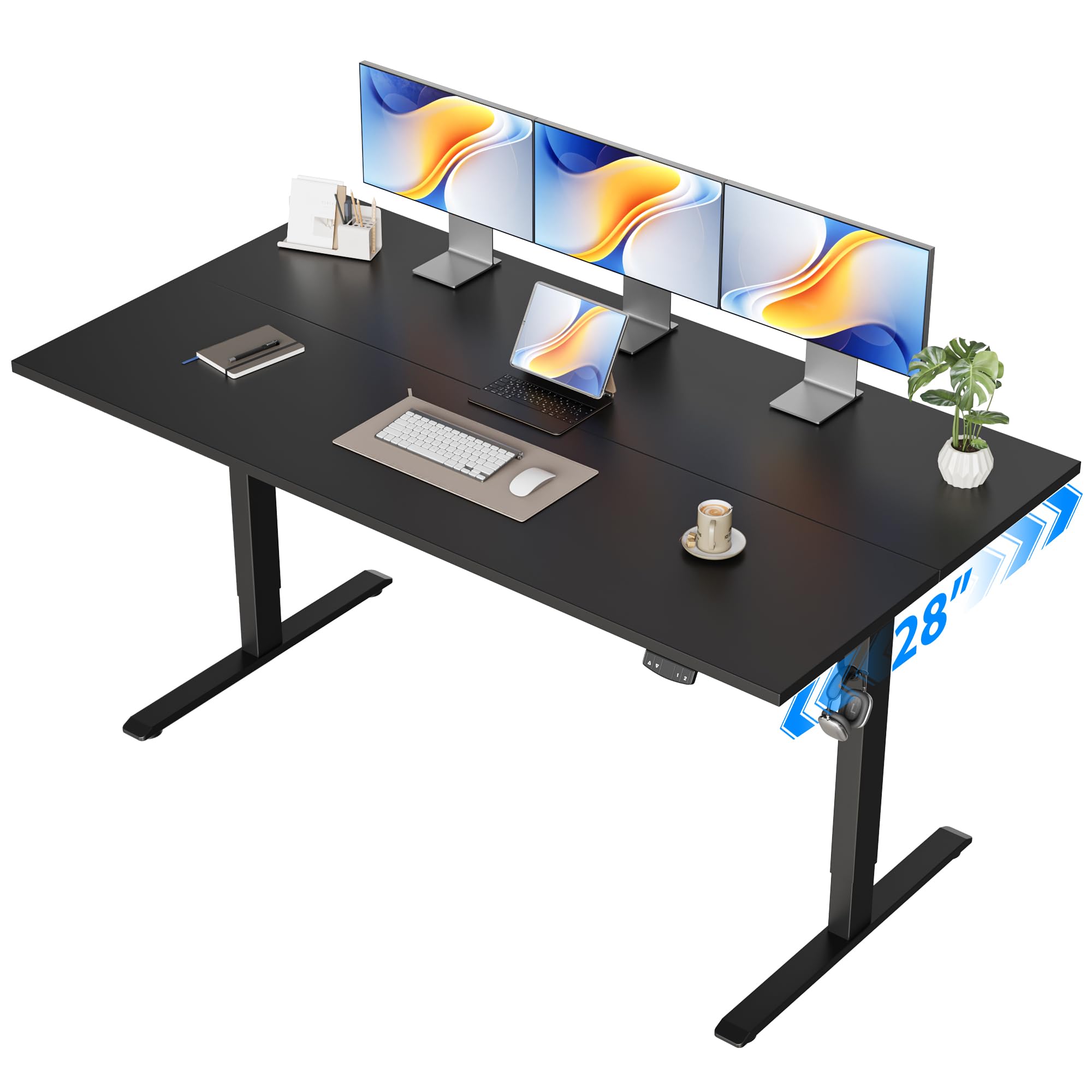Agilestic Electric Standing Desk, 48 x 24 Inches Height Adjustable Desk, Sit Stand up for Work Office Home, Ergonomic Rising Computer Table with Memory Preset, Rustic Brown