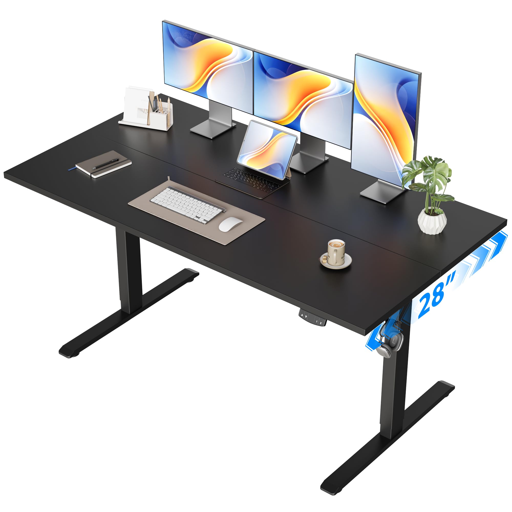 Agilestic Electric Standing Desk, 48 x 24 Inches Height Adjustable Desk, Sit Stand up for Work Office Home, Ergonomic Rising Computer Table with Memory Preset, Rustic Brown
