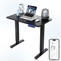 HUANUO 32" Small Electric Standing Desk Adjustable Height, 4 Memory Height Settings, Sit Stand Up Desk for Home Office & Computer Workstation, LightWalnut